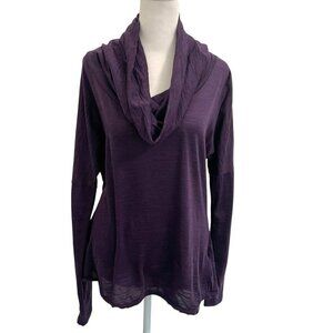 Icebreaker Merino Wool Blend Cowl Neck Sweater Base Layer Purple size Small